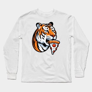 tiger eat slice of pizza Long Sleeve T-Shirt